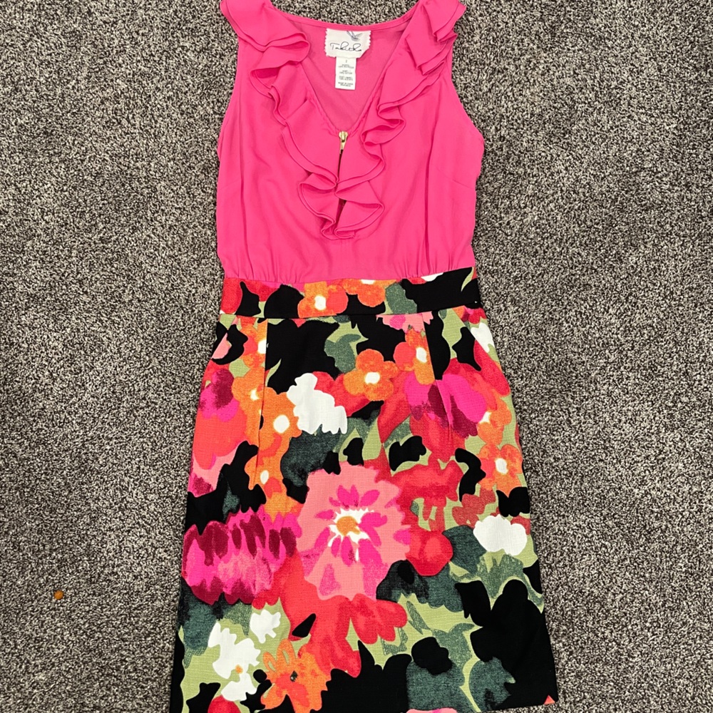 Anthropologie Tabitha Vibrant Pink Floral Dress